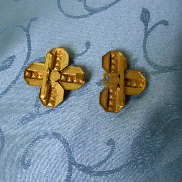 Vintage Art Deco Czech Belt Buckle gold tone & red main image 4